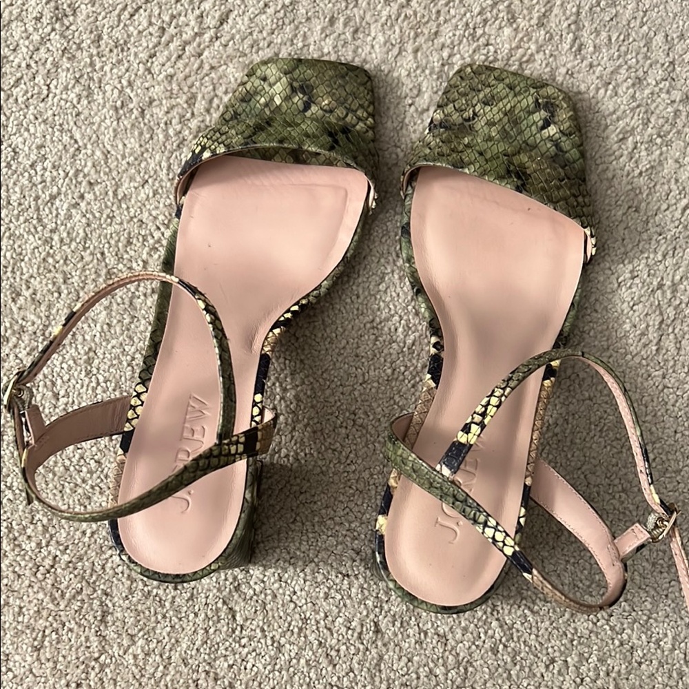 Green J. Crew Snake Print Women's Sandals